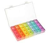 QIJUN 7 Day Pill Box & 4 Times a Day Pill Organizer,Pill Reminder with 28 compartments in a Storage/Travel Pill Box Case,Pill Organizer, Medicine Organizer, Vitamin Organizer
