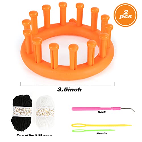 VGOODALL Round Knitting Loom Set Circular Loom Set with 2 Rolls Acrylic Yarn for Hat Scarf Shawl Sweater Sock Knitter