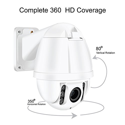 1080P Full HD Outdoor WiFi Security Camera, Outdoor PTZ IP Camera, 4X Optical Zoom, Auto Focus, IP66 Weatherproof, 196ft Night Vision, External Card Slot up to 128GB Micro SD Card, S2A, US, White