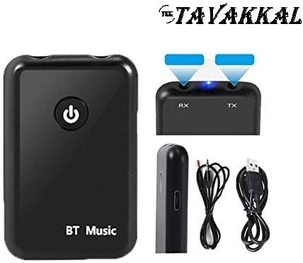 Tavakkal Wireless Bluetooth Transmitter and Receiver Stereo Audio Adapter Car Kit for Headphones, TV, Computer, Mp3/Mp4, iPhone and More (Black)