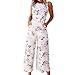 FANCYINN Floral Wide Leg Jumpsuits for Women Sleeveless Tie Back Casual Loose Rompers with Pockets S