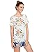 MakeMeChic Women's Scallopped Flower Blouse Casual Floral Top White L