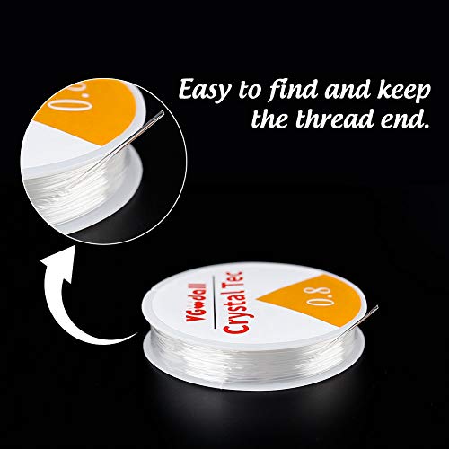 VGOODALL 10 Stück 0.8mm Elastisch Schmuckfaden, 100m Transparent Gummifaden Elastische Schnur für Perlenschmuck Armbänder Basteln