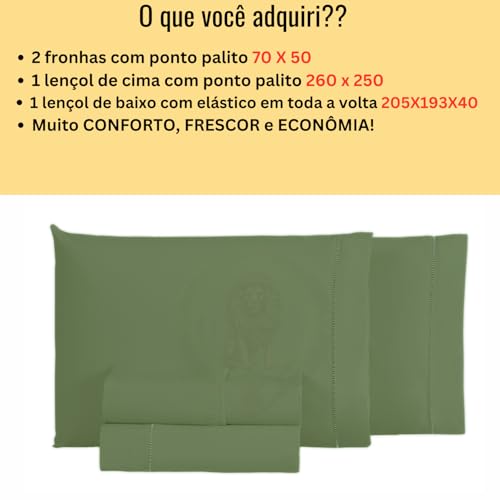 Cottonluxury Jogo de Lençol 4 peças 600 Fios Egípcio 100% Algodão Grampo Longo com Toque Acetinado - Não agride o Ambiente (Verde-Guardião, King)
