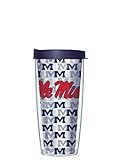 University of Mississippi Ole Miss Logo Repeat Pattern 16oz Signature Tumbler with Navy Lid