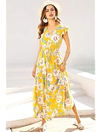 Milumia - Vestido para mujer, diseño floral, con cordón en la cintura, diseño floral