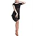 Whitewed 20s Themed Dance Recital Flapper Gatsby Dresses Costumes Women Adult, Black, X - Small