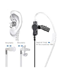 Auricular tipo walkie talkie 2 pines Auricular tipo walkie talkie Auricular de tubo acústico de 2 vías Auricular tipo walkie talkie con micrófono grande PTT Compatible para radio Kenwood Baofeng UV-5R Retevis H-777 RT21 2pack