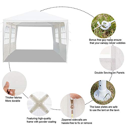 VINGLI 10' x 20' Outdoor Canopy Wedding Party Tent with 4 Removable Sidewalls and Zippered Door, Upgraded Steady Unique Frame Design,Sun Shelter Gazebo Pavilion Event, Pool Canopy - Thumbnail 3