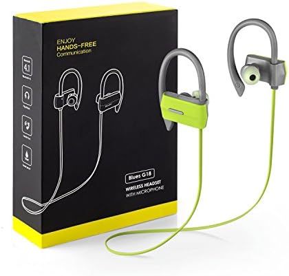 Bluetooth V4.0 Headphones Wireless Earbuds for Sports Workouts &amp; Running, Up to 8 Hours of Music with Premium Sound &amp; Echo Elimination, Lifetime Warranty (Green)