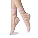 EPEIUS 4 Pairs Women's Lace Fishnet Ankle Socks,Stylish Black/Pink/White/Blue + Hollow Out,Shoe Size 5-8.5
