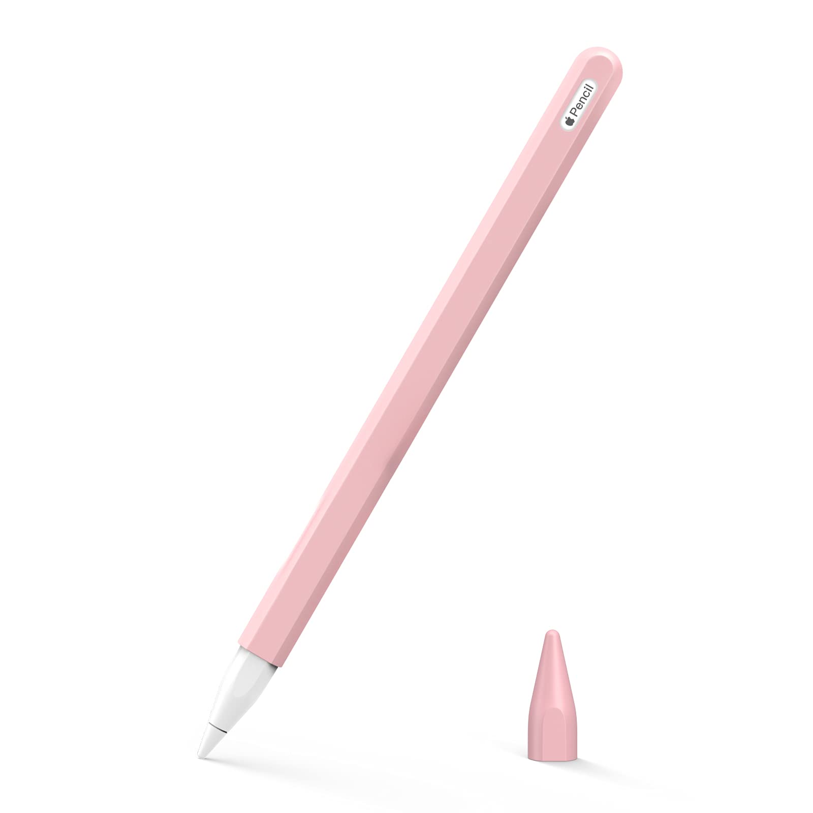 MoKo Case Compatible With Apple Pencil 2nd Gen, [2 Pieces] Silicone Holder Sleeve and Nib Cover, Protective Cover for 2nd Generation - Soft Pink