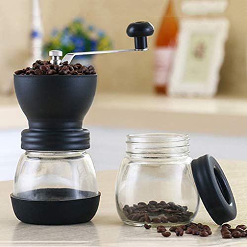yanana Manuelle Keramik Kaffeem¨¹hle Handkurbel Kaffeebohnen Mahlwerk Maschine und Glas versiegelt Pot – Bild 8
