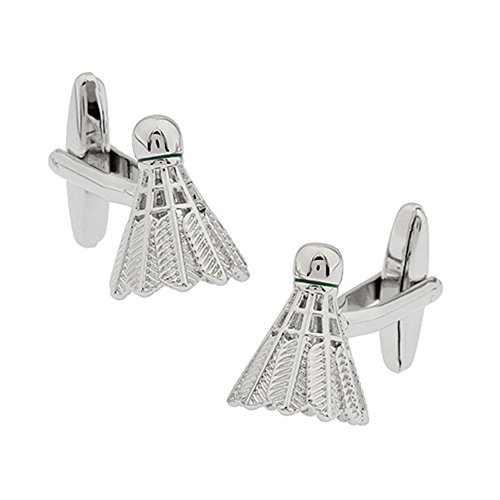 Vcufflinks Shuttlecock Badminton Cufflinks Silver - Thumbnail 3