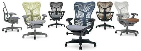 Mirra Chair - Herman Miller Fully Highly Adjustable Home Office Desk Task Chair - Graphite Frame with Dark Blue Fog Triflex Seat and Back