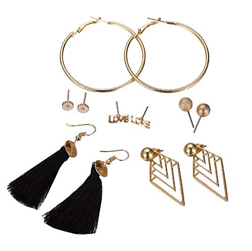 Auch 6 Pairs Assorted Multiple Tassel Stud Dangle Earring Set Dangl Fashion Jewelry for Women Girls