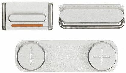 Mute Volume Power Metal Buttons Compatible With iPhone 5 White - All Repair Parts USA Seller
