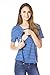 Bearsland Maternity Women's Striped Short Sleeves Maternity Nursing Top Bluegreen Size M