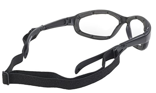 Pacific Coast Freedom Padded Riding Sunglasses with Detachable Strap (Black Frame/Clear Lens)