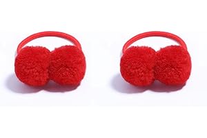 BOENBE LOVED Baby Hair Ties for Girls, Soft Hair Bands Small Ball Ponytail Holders Pom Pom Hair Accessories for Baby Infants Toddlers Little Girls (red)