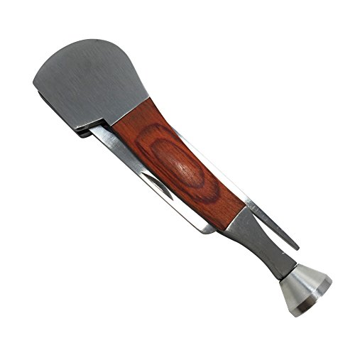 FULUSHOU 3 in 1 Stainless Steel And Rosewood Tobacco Pipe Smoke Knife Scraper Cleaner Tamper