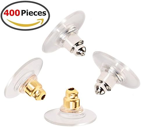 Bullet Clutch AUKAY 400 Pieces Earring Backs with Pad Earring Safety Backs, Silver and Gold