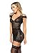 Queen Moon Babydolls Sexy Lingerie for Women for Sex Black Lace Bodysuit with Garter Straps and Stockings