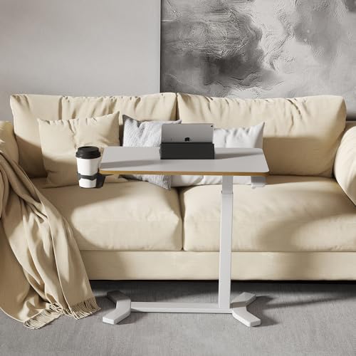 SANODESK Medical Adjustable Overbed Bedside Table with Hidden Casters