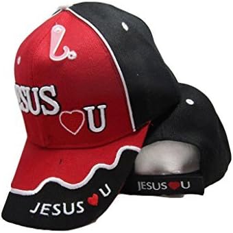 Ant EnterprisesJesus Hearts (Loves) You Christ Christian Red Black Embroidered Cap Hat