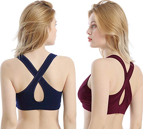 CAKYE 3PACK Women's Maternity Nursing Sleep Bra Breastfeeding Pregnancy Tank (Small, Navy/Dark Grey/Burgundy) - Thumbnail 3