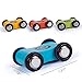 Wooden 4 Lanes Ramp Race Track Tower Games with 4 Mini Racing Cars Toy Set for Kids Toddlers