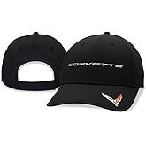 C8 Corvette Metallic Script Hat w/Crossed Flags Logo - Officially Licensed Adjustable Chevrolet Cap