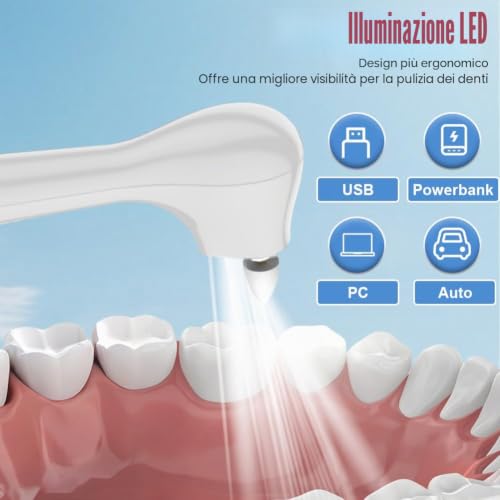 Professional Teeth Whitening Tartar Remover Kit with 5 Modes Teeth Cleaning Whitening Teeth Polisher with 6 Polishing and Whitening Accessories
