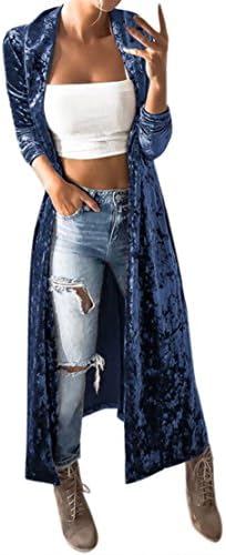 Mose Ladies Cardigan Womens Spring Velvet Long Sleeveless Cardigan Parka Outerwear Coat