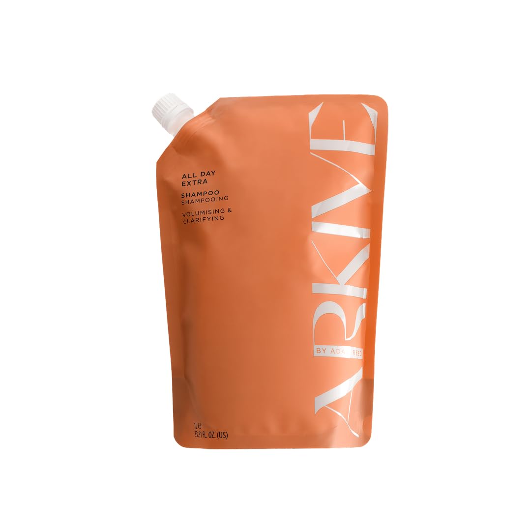 ARKIVE All Day Extra Shampoo, Volumising & Clarifying Cleanser with Baobab Oil, Protein & Amaranth Peptide, Boosts Bounce, Strength & Shine (1L Refill)