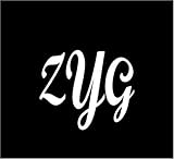 3" white Monogram 3 letters ZYG initials Bold font script style vinyl decal great size for cups or mugs use on any smooth surface