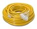 100-ft 10/3 Heavy Duty 3-Outlet Lighted SJTW Indoor/Outdoor Extension Cord by Watt's Wire - Long Yellow 100' 10-Gauge Grounded 15-Amp Three-Prong Power-Cord (100 foot 10-Awg) primary