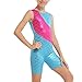 Colorful Ribbons Rainbow Mermaid Leotard Gymnastics Biketard for Little Girl, Blue/Pink, 120(5-6Y)