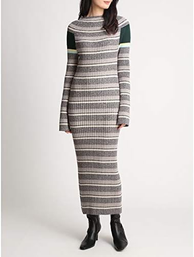Amazon Co Jp ミラオーウェン 編みフレアリブニットワンピ 09wno5012 レディース 服 ファッション小物