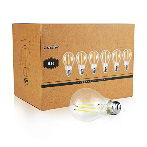 image for Ascher 60 Watt Equivalent, E26 LED Filament Light Bulbs, Daylight Whit