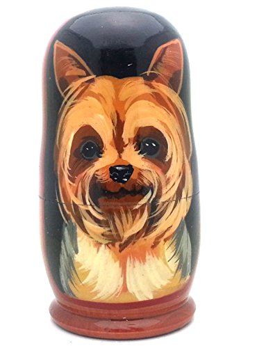 DOG Yorkshire Terrier nesting dolls Russian Hand Made 5 piece matryoshka Set Yorkie 4"H