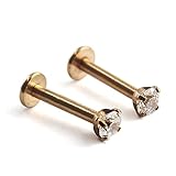 Vcmart 2pcs Lip Rings 16g Surgical Steel Labret Monroe Internally Threaded 8mm Bar