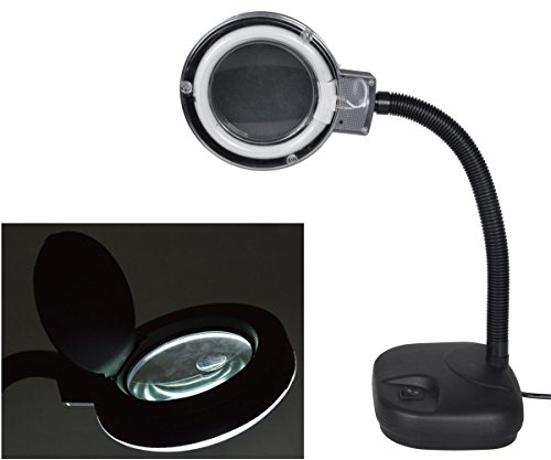 5X 10X Light-Weight Portable Tabletop Gooseneck Magnifying Lamp Magnifier Desk Adjustable Light Black