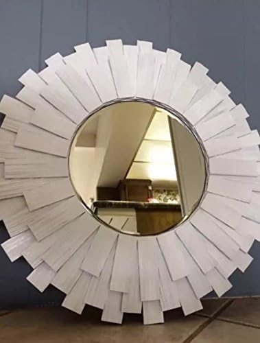 Sunburst Wall Mirror 24" Wood Frame White