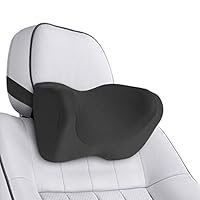 Xcellent Global Car Headrest Neck Pillow with Adjustable Strap, Washable Cover, Memory Foam Cushion Pad for Neck Shoulder Pain Relief AT042 (Black)