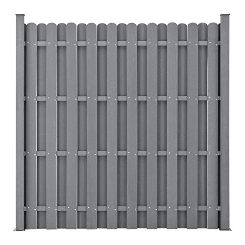 neu.holz WPC Gartenzaun 185x193cm Grau Sichtschutz Windschutz Lamellenzaun Zaun – Bild 4