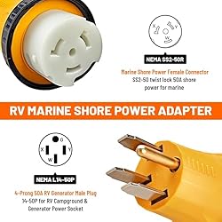 MECMO NEMA 14-50P to SS2-50R Twist Lock RV