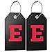 Initial Luggage Tag with Full Privacy Cover and Stainless Steel Loop (Black) (E)