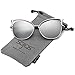 SojoS Fashion Cat Eye Style Metal Frame Women Sunglasses Lady Glasses SJ3163 With Silver Frame/Silver Mirrored Lens