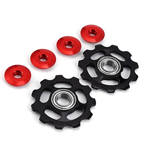 Promisen 11T Aluminium Jockey Wheel Upgraded RS Bearing Derailleur Pulley 11 Gear Guide Pulley (Black)
